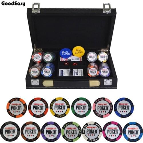 14g Clay Poker Chips Set With Leather Suitcase Casino Wheat Poker 14 Color Texas Hold'em Cheap Factory Price High Quality Chip