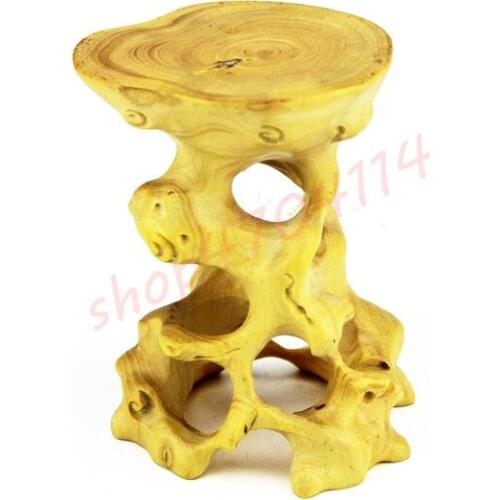 Natural boxwood, hollow root carving, solid wood base, exquisite crafts decorations exhibition shelves