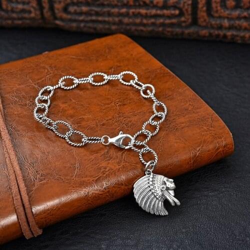2020 New Summer Sterling S925 Korean Thai Vintage Fashion Indian Avatar Bracelet Vintage Bracelet Man Women