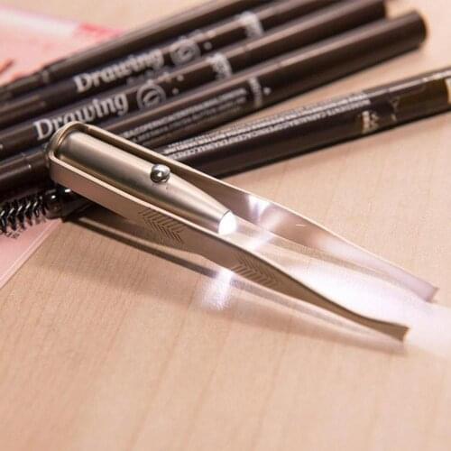 New Portable Tweezer With Led Light Hair Removal Eyebrow Beauty Make Up Tool With Led Light Foe Women
