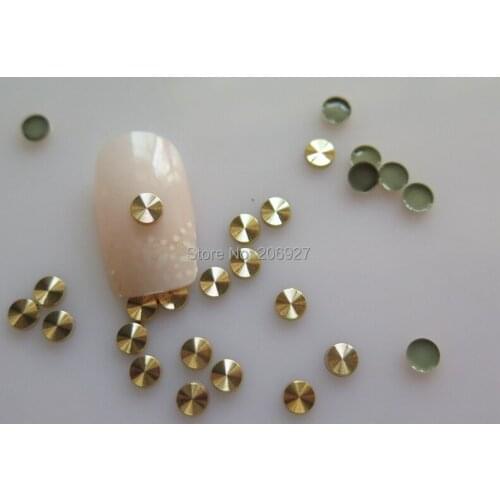 NS-13 30pcs Nail Decoration High Quality 4mm Gold Round Metal Stud Nail Art Decoration