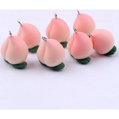 Yamily 10pcs/26*21mm Resin Peach Charm Simulation Friut Pendant For Women Girls DIY Necklace Earrings Jewelry Accessories