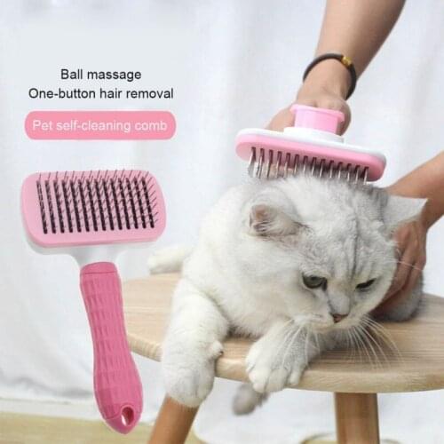 Dropshipping Pet Dog Cat Automatic Hair Brush Trimmer Fur Shedding Brush Comb Quick Clean Short Long Hair Grooming Hair Removal