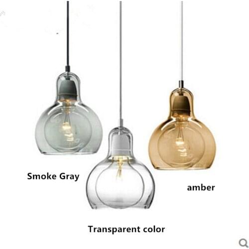 Modern Living Room LED Light Bedroom Single Head Glass Pendant Lamp High Light Transmission AC85-265V E27 Hanging Lamp Lustre