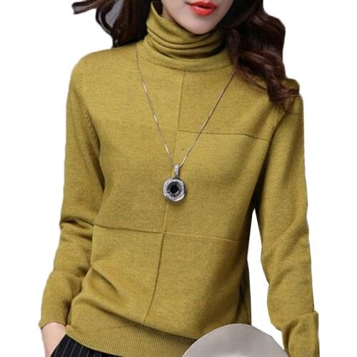 Turtleneck Sweater Female 2020 Autumn Winter Knitt Pullover Loose Long Sleeve Comfortable Soft Bottoming Shirt Female Sweater 47