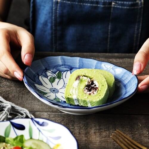 Dish household oval plate underglaze color ceramic creative cold dish plate salad plate dried fruit snack plate