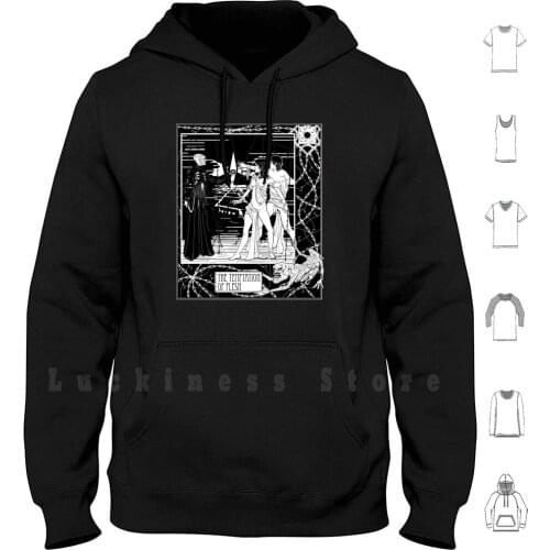 The Temptation Of Flesh Hoodie Long Sleeve Hellraiser Clive Barker Puzzle Box Film Fiction Book Aubrey Beardsley Black