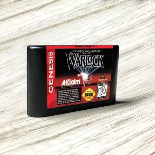 Warlock - USA Label Flashkit MD Electroless Gold PCB Card for Sega Genesis Megadrive Video Game Console