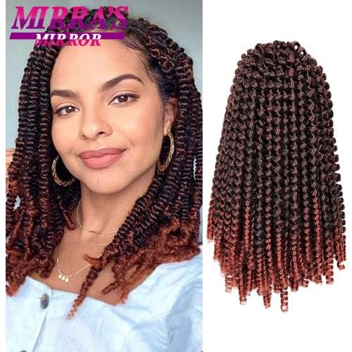 Mirras Mirror Spring Twist Hair 8 Inch Crochet Hair Passion Twist Hair Synthetic Braiding Hair Extensions