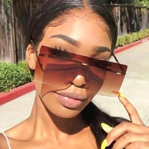 Oversized Rimless Sunglasses Fashion Women Metal Gradient Sun glasses Luxury Lady Sunglass Eyewear UV400 Shades
