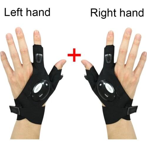 Outdoor Fishing Magic Strap Fingerless Gloves LED Flashlight Torch Cover Survival Camping Hiking Cycling Rescue Tool Gloves