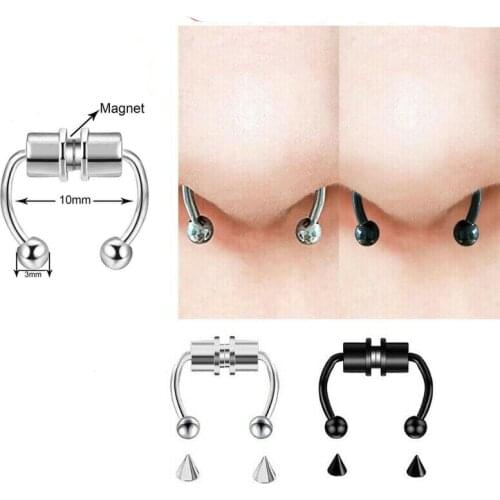 1pcs U Shaped Fake Nose Ring Hip Hoop Septum Rock Stainless Steel Magnet Nose Piercing Punk Piercing Body Jewelry Drop shipping