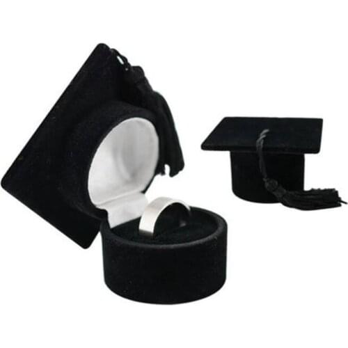 100pcs/lot Flocking Ring Box Creative Trencher Cap Shape Ring Boxes Jewelry Box Display Rack Gift Boxes Wholesale