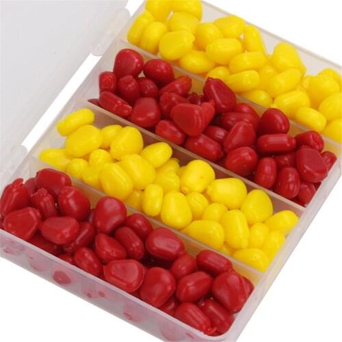 200pcs/Box Fishing Lures Simulation Fake Soft Baits Goods Floating Corn for Carp Fish Baits Fishing Tackle Tool Accessories