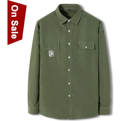 2021 Shirts Men Spring Long Sleeve Soft Retro Mens Casual Shirts Male Summer Fashion Black Khaki Army Green Non-Iron Cloth #7701