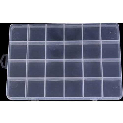 24 Compartments Plastic Box Case Jewelry Bead Storage Container Craft Organizer