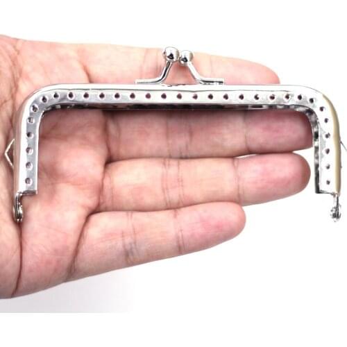 30PCS 10.5cm Square Smooth Silver Metal Purse Frames Kiss Clasps Clutch Buckle Handbag Handle DIY Luggage Hardware Accessories