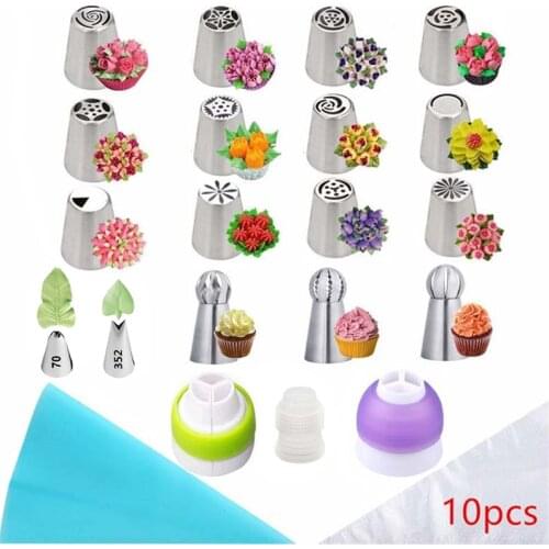 31pcs Cake Russian Tip Icing Piping Nozzle Pastry Cream Tips Stainless Steel Pastry Nozzles Confectionery Tool Baking Pastry Bag