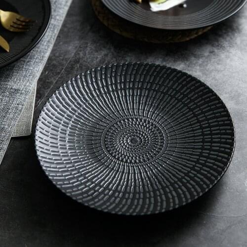 8.3 10.8 inch Ceramic Black Western Restaurant Dinner Plate Creative Steak Salad Plate Simple Cake Sushi Dish Kitchen Tableware