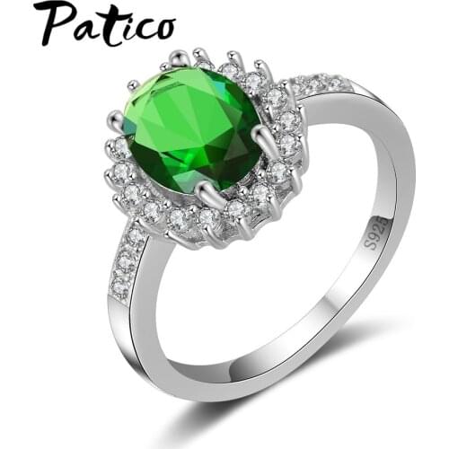 925 Sterling Silver Oval Female Crystal Ring Cubic Zirconia Classic Trendy Casual Jewelry for Party Weddins Anniversary