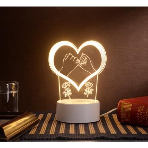 Love Heart Shape Usb Acrylic 3D Lamp The Last Nightlight For Adult Couple Room Landscape Decoration Figure Table Night Light #P1