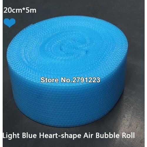 Free ship 20cm*5m Light Blue Heart-shape Air Bubble Roll Party Favors Gifts Packing Foam Roll Wedding Decoration Emballage Bulle