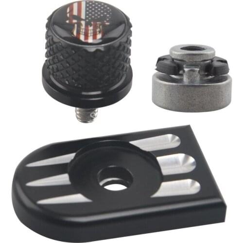 Black Skull American Flag Style Rear Fender Seat Screw Bolt Nut Knob Tab Cover Fit For Harley Fatboy 96-17