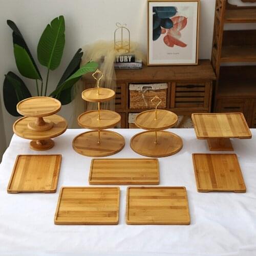 Forest dessert table display shelf set bamboo wooden cake tray afternoon tea tableware dessert shelf