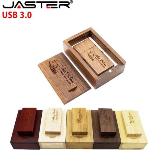 JASTER USB 3.0 Wooden usb+wood BOX usb flash drive pendrive 4GB 8GB 16GB 32GB 64GB wedding Photography gift (1 pcs free LOGO)