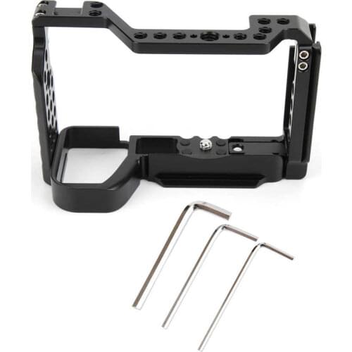 Camera Cage Camera Handle Aluminum Alloy Camera Video Protective Cage Film for Sony A6600 Camera with Cold Shoe Mount