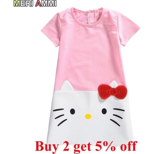 New Children Girl Cotton Clothing Cartoon Rabbit Cat Christmas Short Sleeve Dress Up Long Tees For 2-9 Year Kid Baby,J553,J568