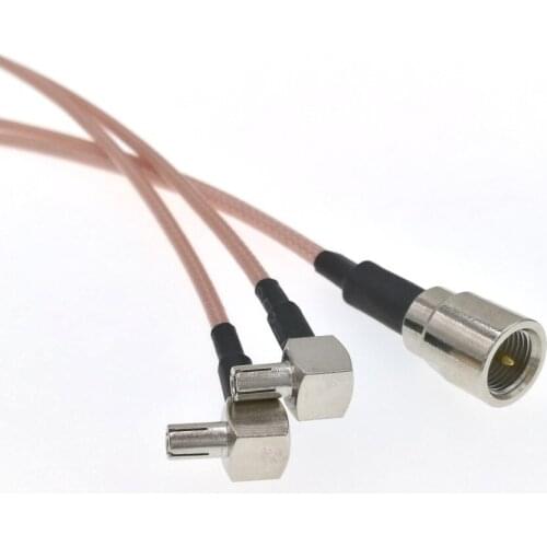 FME Male Plug To Y Type 2x TS9 Plug Right Angle Male Connector Splitter 8" 20CM