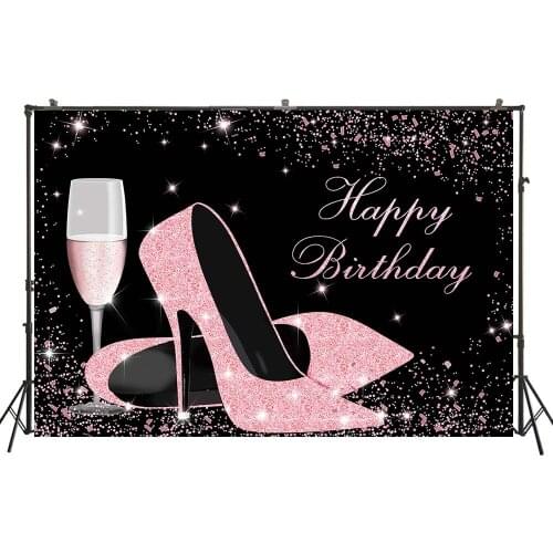 Photography Backdrop Adult Pink Girls Sixteen Ceremony Birthday Party Desserts Table Glitter High heels Photo Background W4534