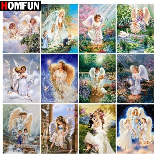 HOMFUN Full Square/Round Drill 5D DIY Diamond Painting "Angel girl garden" Embroidery Cross Stitch 5D Home Decor Gift