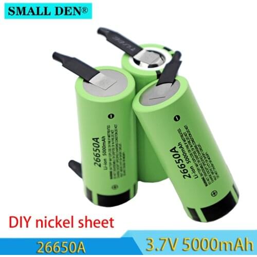 3.7V 26650A 5000mAh lithium battery + DIY nickel sheet 20A high current, high-power equipment, electric vehicles, flashlights