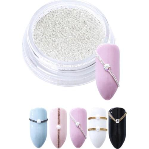 1 Pot 0.4MM Gold Silver Micro 3D Metal Nail Art Decorations Caviar Beads Banicure Nails Accessoires Diy Supplies Tool