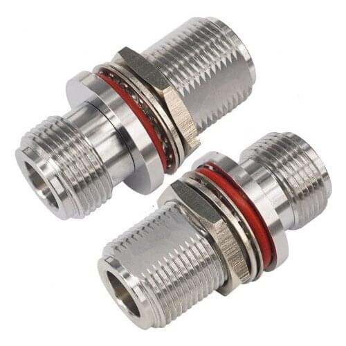 N Female To N Female O-ring Bulkhead Panel Mount Nut Nickel Plated Brass RF Coaxial Adapter Connectors