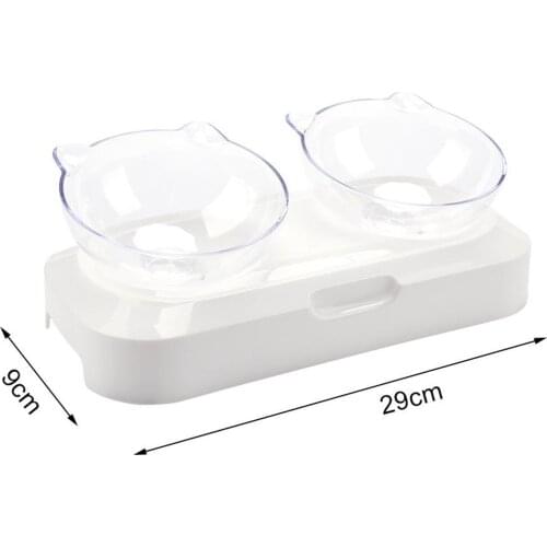 Dog Bowls Set, Double Plastic Clear Feeder Bowls and Non Skid Spill Proof Stand for Cats Puppies Dogs