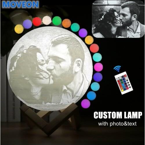 Customized Personality 3D Printing Moon Novelty Light Lunar USB Charging Night Lamp Touch/Remote 2/16 Colors Moonlight
