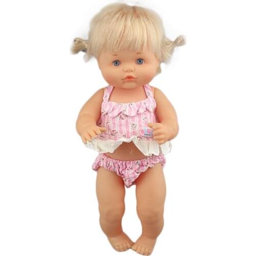 New Lovely Bikini Fit 40cm 41cm Doll Nenuco Ropa y su Hermanita Purple Long Sleeves T-shirt Purple Dots Pants With Hat