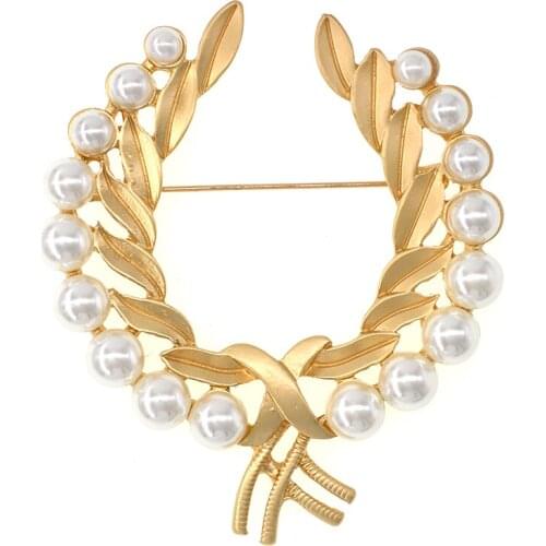 New Accessories Fashion Gold-color Wheat Brooch Rhinestones Simulated-pearl Flowers Brooches Pins For Women Wedding jewelry