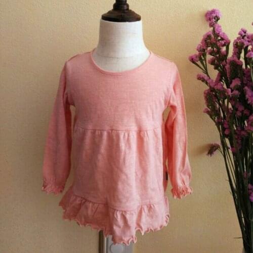 Baby Clothes Long Sleeve Tops for Girl Baby TShirt Solid Color Floral Hem 2021 Spring Baby Tees Toddler Girls Shirt 6M-4Years