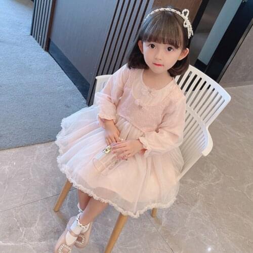 Dress For Girls Solid Color Girls Lace Dresses Casual Style Party Dress Child Spring Autumn Girl Costume