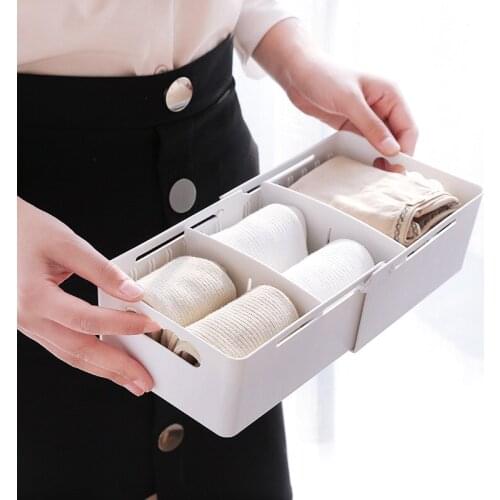 Adjustable Wardrobe Storage Box Makeup Organizer Women Men Sock Bra Underwear Storage Box Plastic Container Drawer Organizer Box