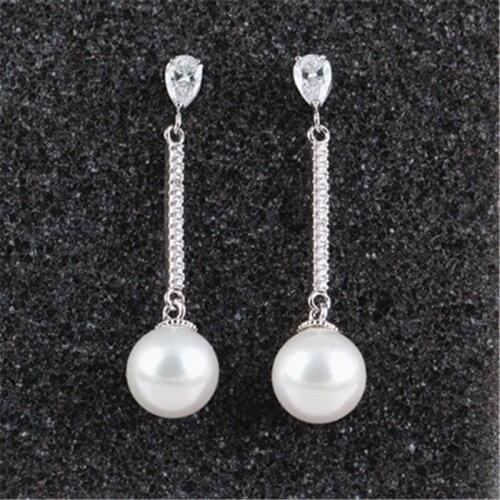 RONGQING 6Pairs/lot Simple Elegant Simulated-peals Zircon Earrings for Women Wedding Drop Earrings Wholesale