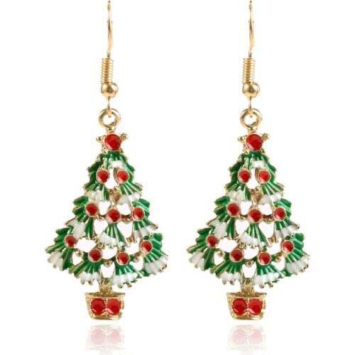 Christmas Earrings Holiday Ornaments Womens Christmas Tree Earrings Metal Pendant Earrings Fashion Girl Gift Jewelry