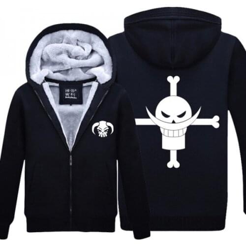 One Piece Hoodie Winter Warm White Beard Portgas D Ace Hooded Zipper Hooded Hoodie Cosplay New Arrival