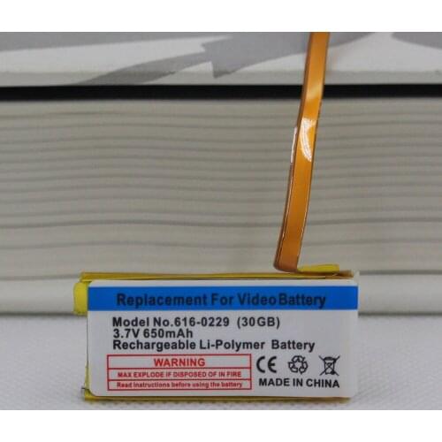 5pcs/lot 650mAh Replacement Battery for ipod classic gen 6th 7th 80GB 120GB Thin 160GB for ipod 5/5.5 gen 30 gb 616-0229 battery