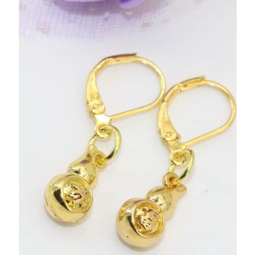 Special design a pair exquisite gold-color gourd shape 7*14mm elegant dangle for women drop earrings exquisite jewelry B2663