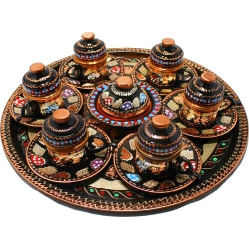 Handmade Turkish Copper Coffee Set